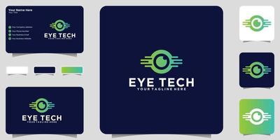 tech eye logotyp och visitkort design vektor