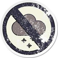 nödställda klistermärke av en söt tecknad snömoln varningsskylt vektor