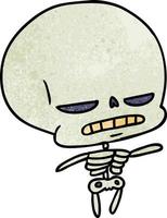 strukturierter Cartoon des gruseligen Kawaii-Skeletts vektor