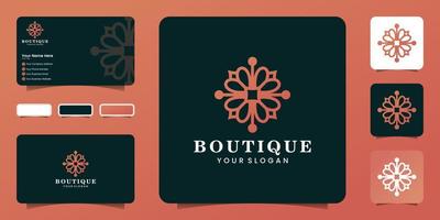 blomma form kvinnors skönhet boutique logotyp med linje konst stil och visitkort inspiration vektor