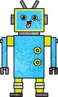 Retro-Grunge-Textur-Cartoon-Roboter vektor