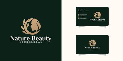 skönhet kvinna logotyp design och visitkort inspiration.logotyper för salong, spa, massage och kvinnlig skönhet vektor