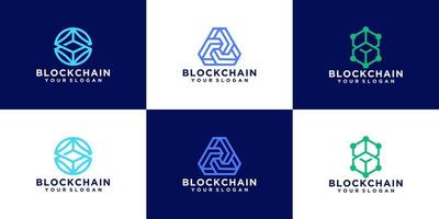blockchain teknologi abstrakt logotyp design samling vektor
