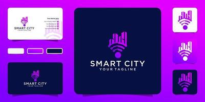 smart city tech logotyp vektor. logotyp koncept stad wifi mall och visitkort vektor