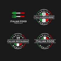 satz der italienischen lebensmittelvektorlogo-designillustration vektor