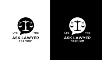 Logo-Icon-Design für Justiz-Anwaltsgespräche vektor
