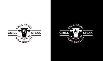 Barbecue-Grill-Food-Rindfleisch- und Steak-Logo vektor