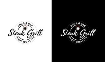 Barbecue-Grill-Food-Rindfleisch- und Steak-Logo vektor