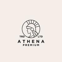 premium gudinna Athena på cirkel linje logotyp design vektor