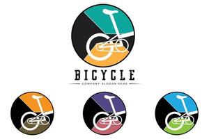 Fahrrad-Logo-Icon-Vektor, Fahrzeug für Sport, Rennen, Casual, Downhill, Retro-Vorlage vektor