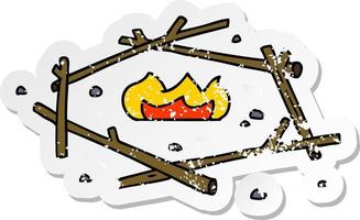 Distressed Sticker Cartoon Doodle eines Lagerfeuers vektor