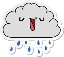 klistermärke tecknad kawaii väder regn moln vektor