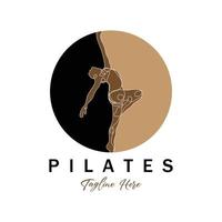 Pilates Sitzhaltung Logo Symbol Symbol eine beruhigende Yoga-Übung, die den ganzen Körper bewegt vektor