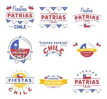 buntes chilenisches fiestas patrias schriftzug kollektionsdesign vektor