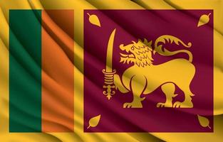 srilanka-nationalflagge, die realistische vektorillustration schwenkt vektor