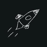 Doodle-Kosmos-Illustration im kindlichen Stil. hand gezeichnete abstrakte weltraumrakete. Schwarz und weiß. vektor