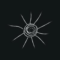 doodle kosmos illustration i barnslig stil. handritad abstrakt sol. svartvitt. vektor