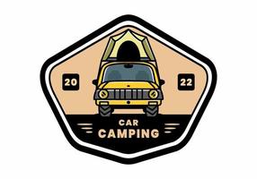 camping på taket av bil illustration badge design vektor