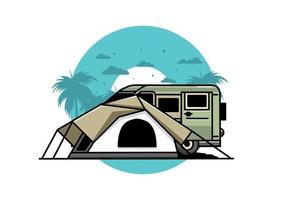 van auto und campingzelt illustrationsdesign vektor