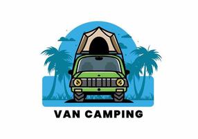 camping på taket av bil illustration badge design vektor