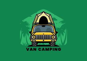 camping på taket av bil illustration badge design vektor