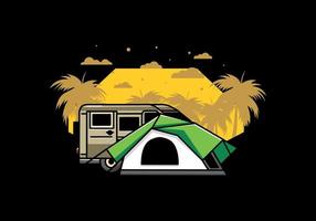 van auto und campingzelt illustrationsdesign vektor