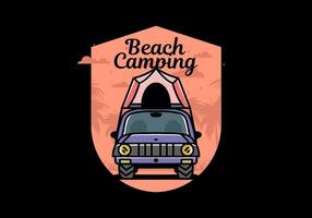 camping på taket av bil illustration badge design vektor