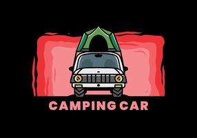 camping auf dem dach des autoillustrationsabzeichendesigns vektor