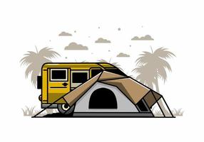 van bil och camping tält illustration design vektor