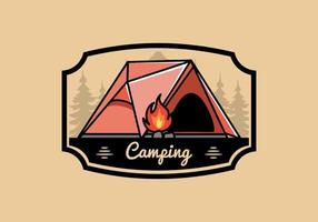 triangel camping tält och brasa illustration design vektor