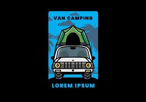 camping på taket av bil illustration badge design vektor