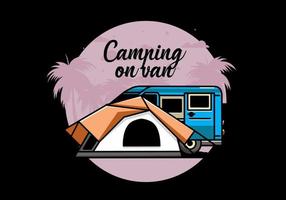 van auto und campingzelt illustrationsdesign vektor