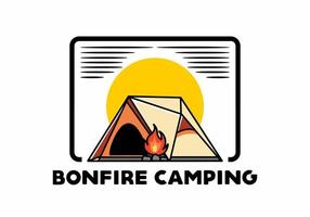 Dreieck-Campingzelt und Lagerfeuer-Illustrationsdesign vektor