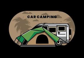 van auto und campingzelt illustrationsdesign vektor