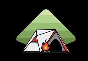 triangel camping tält och brasa illustration design vektor