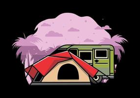 van auto und campingzelt illustrationsdesign vektor