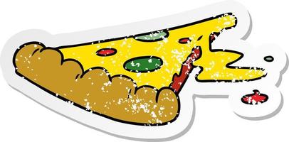 nödställda klistermärke tecknad doodle av en skiva pizza vektor
