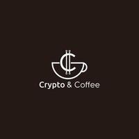 c brev eller kaffekopp kryptoteknologi logotyp designmall vektor