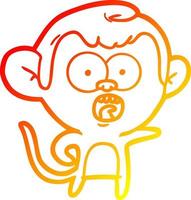 warme Gradientenlinie Zeichnung Cartoon schockierter Affe vektor