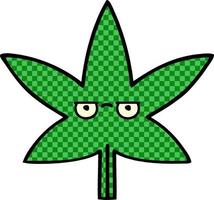 Cartoon-Marihuana-Blatt im Comic-Stil vektor
