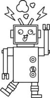 linjeteckning tecknad galen trasig robot vektor