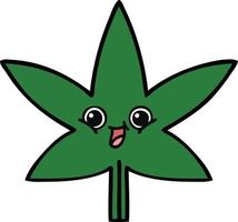 söt tecknad marijuana blad vektor