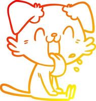 warme Gradientenlinie Zeichnung Cartoon keuchender Hund vektor