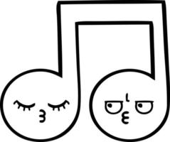 strichzeichnung cartoon musiknote vektor