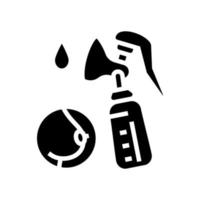 Kürbismilch mit Brustpumpen-Glyphen-Symbol-Vektorillustration vektor