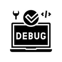 Laptop debuggen behobene Glyphensymbol-Vektorillustration vektor