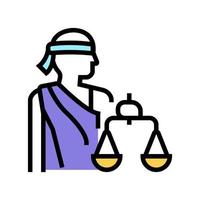 Justitia Gesetz Farbe Symbol Vektor Illustration