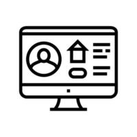 Online-Haus mieten Linie Symbol Vektor Illustration