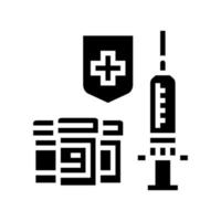 Spritze medizinische Behandlung und Gesundheit schützen Glyphen-Symbol-Vektor-Illustration vektor