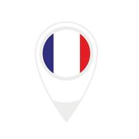 Nationalflagge von Frankreich, rundes Symbol. Vektorkarte Zeigersymbol. vektor
